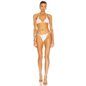 AEXAE Tyra Tie Side Bikini Bottom in White Small New Womens Swim Suit